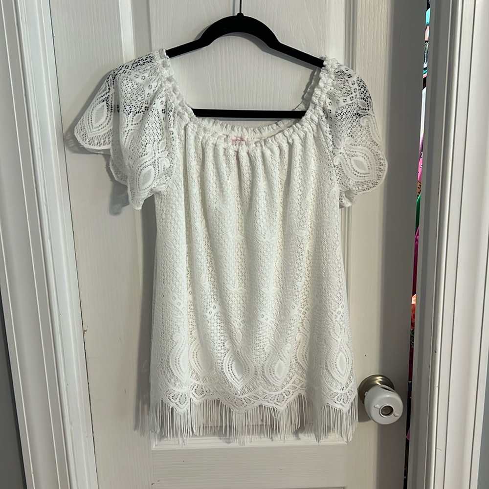 Lilly Pulitzer white lace off the shoulder top